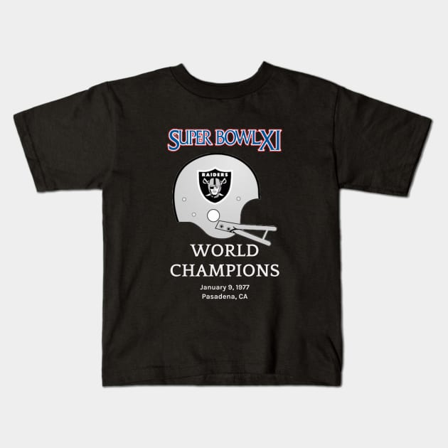 Super Bowl XI Oakland Raiders Kids T-Shirt by RomansOneTwenty